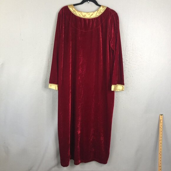 Phases Velvet Robe Womens L Red Gold Pockets Regency Regal Hollywood Christmas - Picture 2 of 16